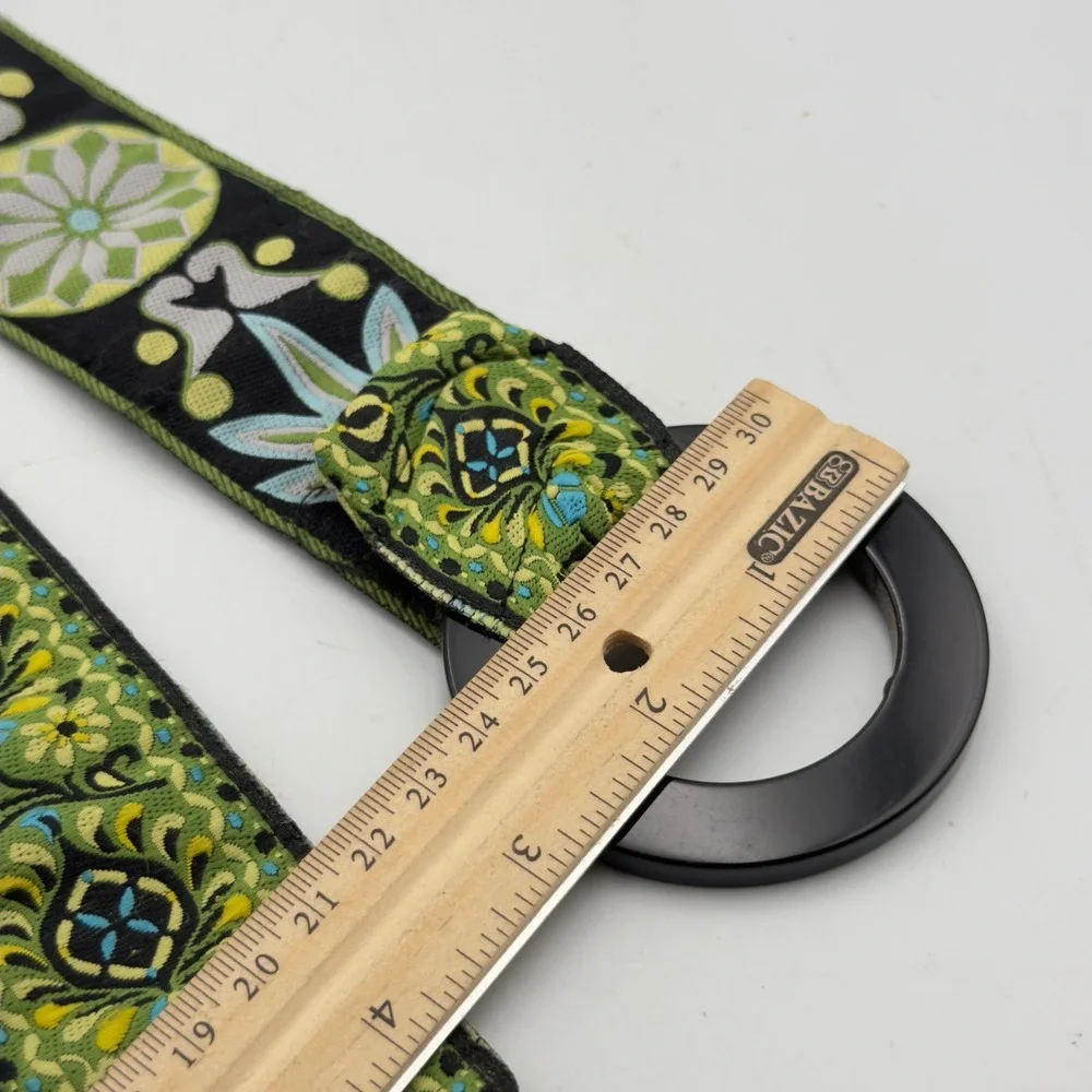 Woven Tapestry Belt Green Floral Paisley Vtg Style 42in Boho Cinch Cottagecore